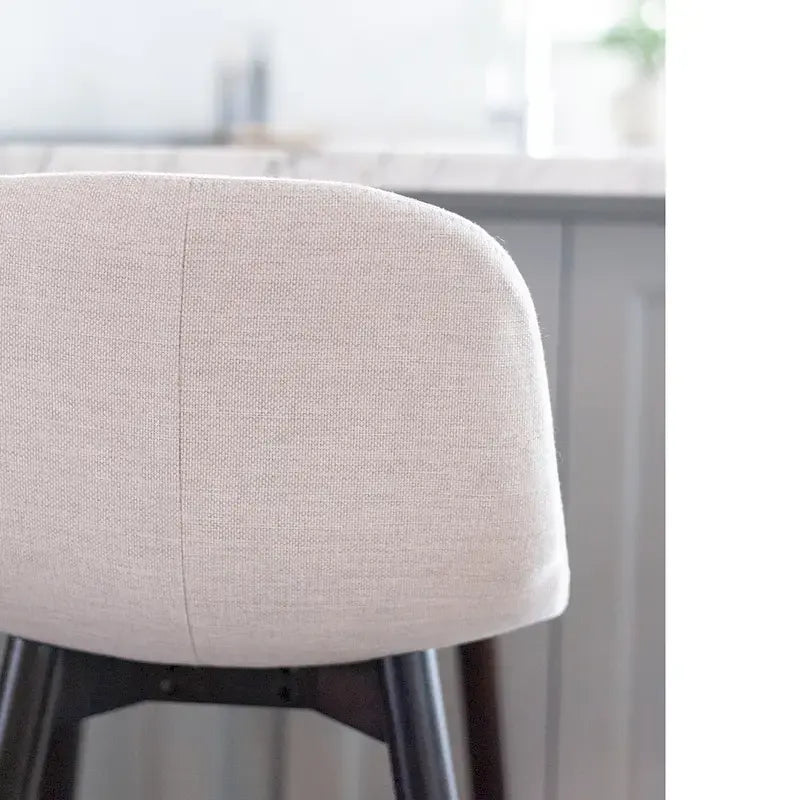 Tabouret de comptoir rembourré en bois massif avec repose-pieds par