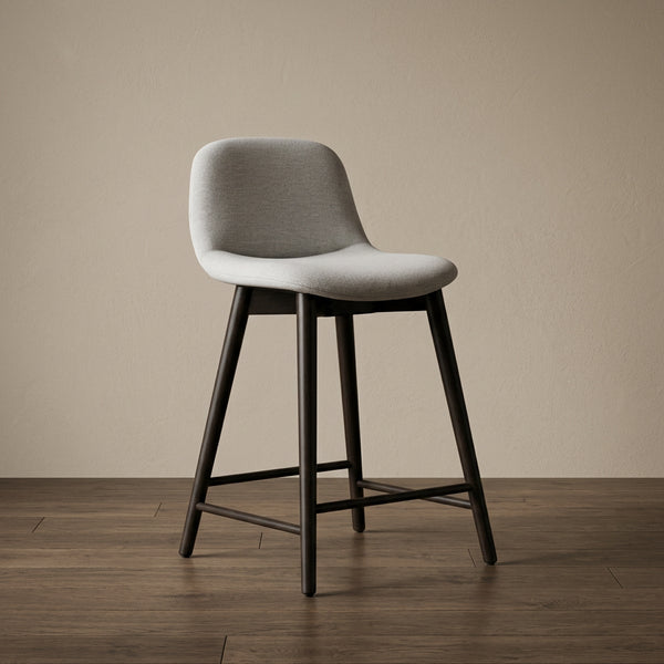 Tabouret de comptoir rembourré en bois massif avec repose-pieds par