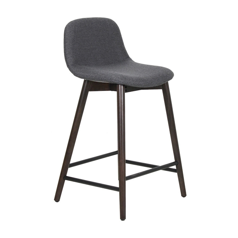 Tabouret de comptoir rembourré en bois massif avec repose-pieds par