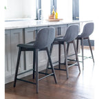 Tabouret de comptoir rembourré en bois massif avec repose-pieds par