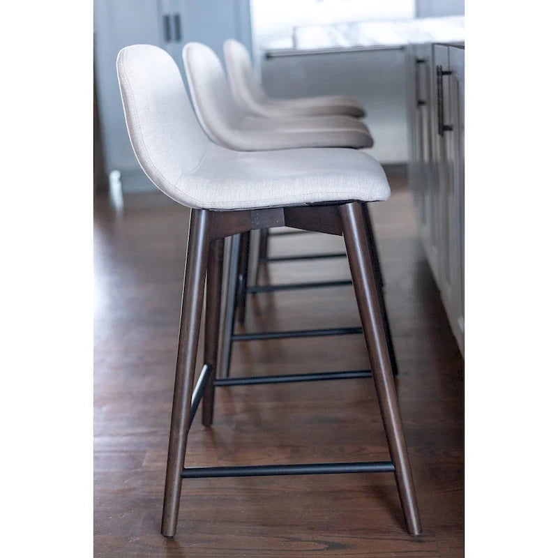 Tabouret de comptoir rembourré en bois massif avec repose-pieds par