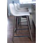 Tabouret de comptoir rembourré en bois massif avec repose-pieds par