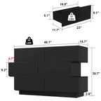 6 Drawer Chest Bedroom Modern High Gloss Wood Dresser Closet Storage