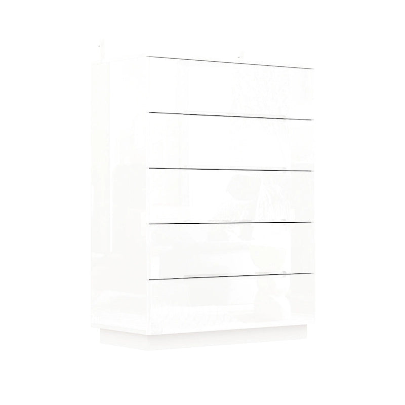 5 Drawer Chest Dresser w/High Gloss Drawers Chest With Light Storage