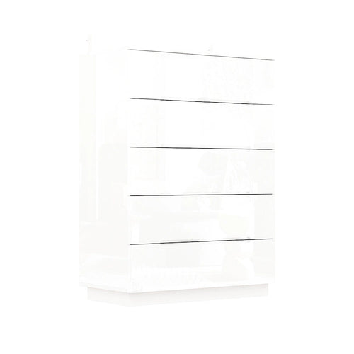 5 Drawer Chest Dresser w/High Gloss Drawers Chest With Light Storage