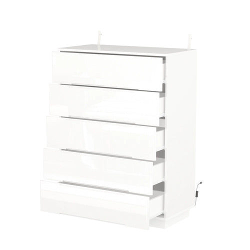 5 Drawer Chest Dresser w/High Gloss Drawers Chest With Light Storage