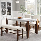 4-Piece Dining Table Set with 2 Upholstered Chairs and Bench