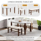 4-Piece Dining Table Set with 2 Upholstered Chairs and Bench