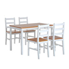 Five Piece Solid Pine Wood Table and High Back Chair Dining Set