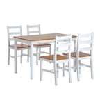 Five Piece Solid Pine Wood Table and High Back Chair Dining Set
