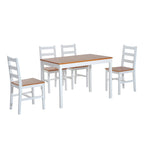 Five Piece Solid Pine Wood Table and High Back Chair Dining Set