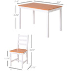 Five Piece Solid Pine Wood Table and High Back Chair Dining Set