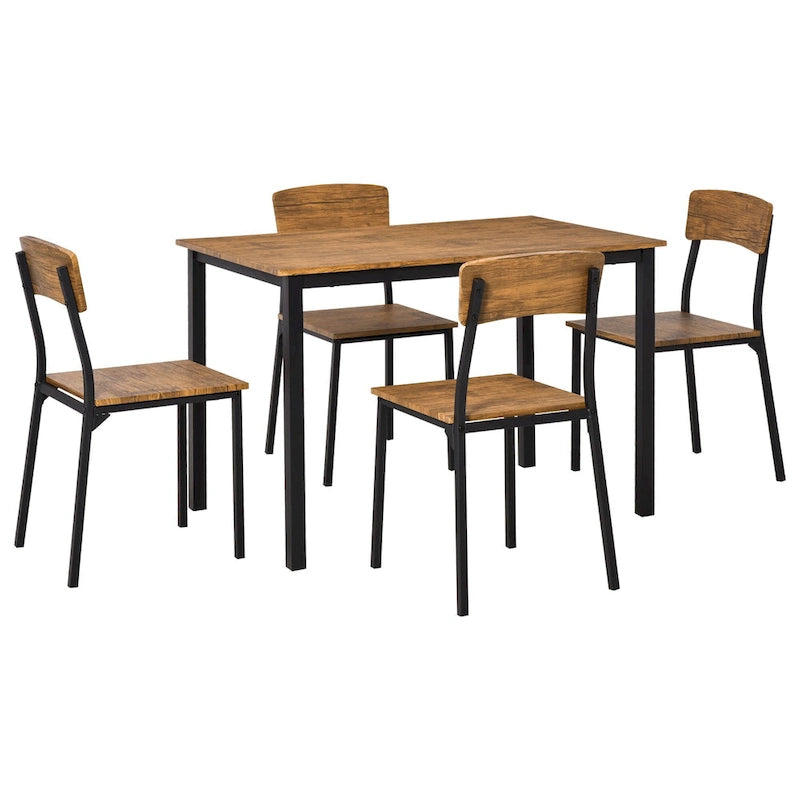 5 Piece Modern Industrial Dining Table and Chairs Set for Small Space, kitchen, Dining room