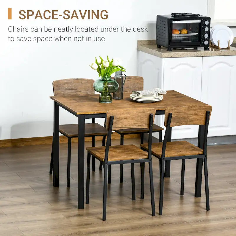 5 Piece Modern Industrial Dining Table and Chairs Set for Small Space, kitchen, Dining room