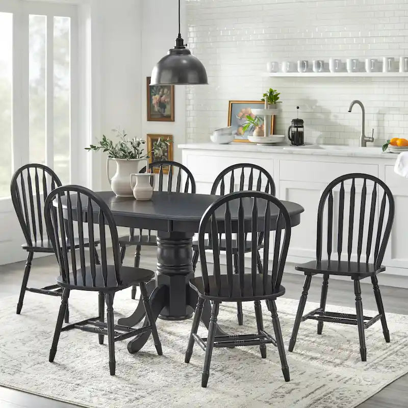 Carolina 7-piece Farmhouse Solid Wood Dining Set with Leaf
