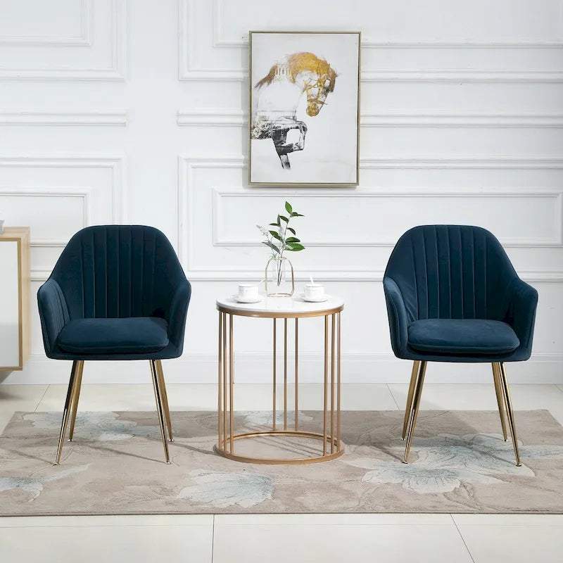 Accent Arm Chairs Set of 2 Upholstered Velvet Dining Chairs