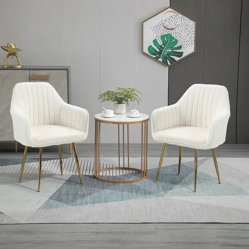 Accent Arm Chairs Set of 2 Upholstered Velvet Dining Chairs