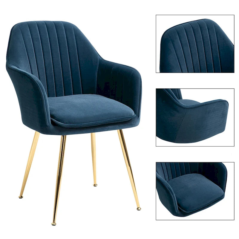 Accent Arm Chairs Set of 2 Upholstered Velvet Dining Chairs