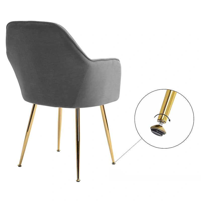 Accent Arm Chairs Set of 2 Upholstered Velvet Dining Chairs