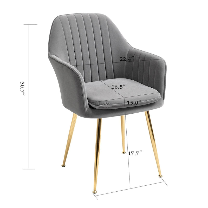 Accent Arm Chairs Set of 2 Upholstered Velvet Dining Chairs