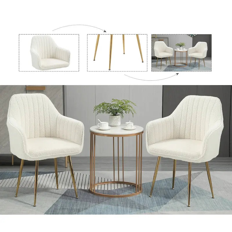 Accent Arm Chairs Set of 2 Upholstered Velvet Dining Chairs