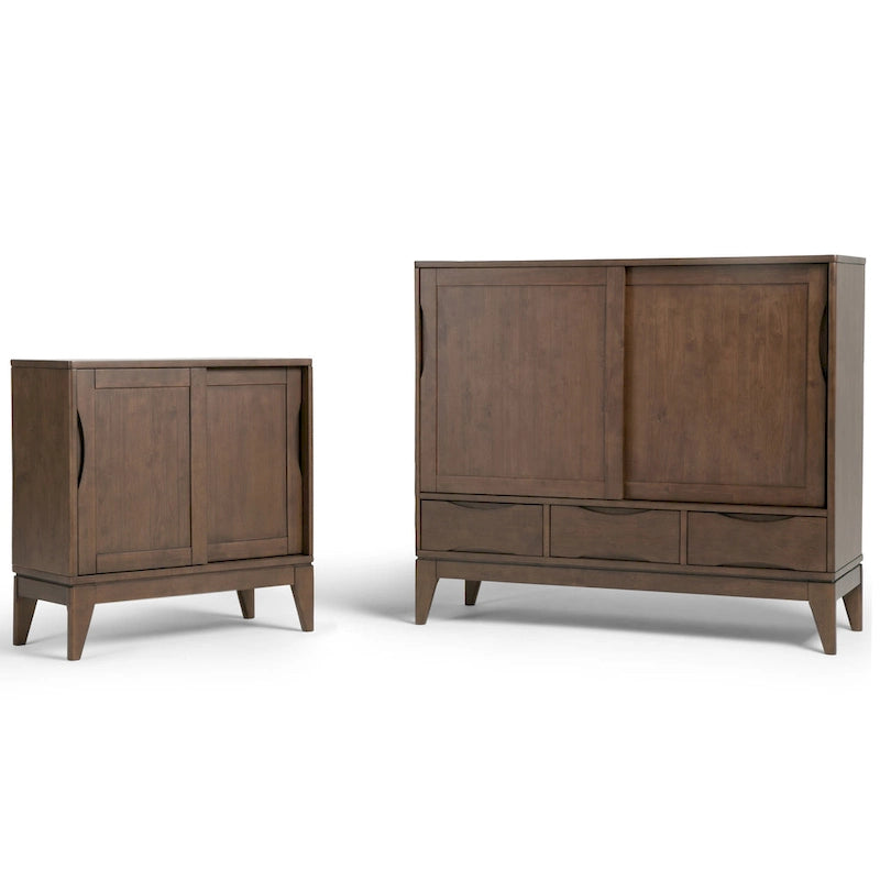 Meuble bas de rangement mi-siècle moderne en BOIS MASSIF Pearson de 76 cm de large - 76 larg. x 36 prof. x 79 haut. (cm)