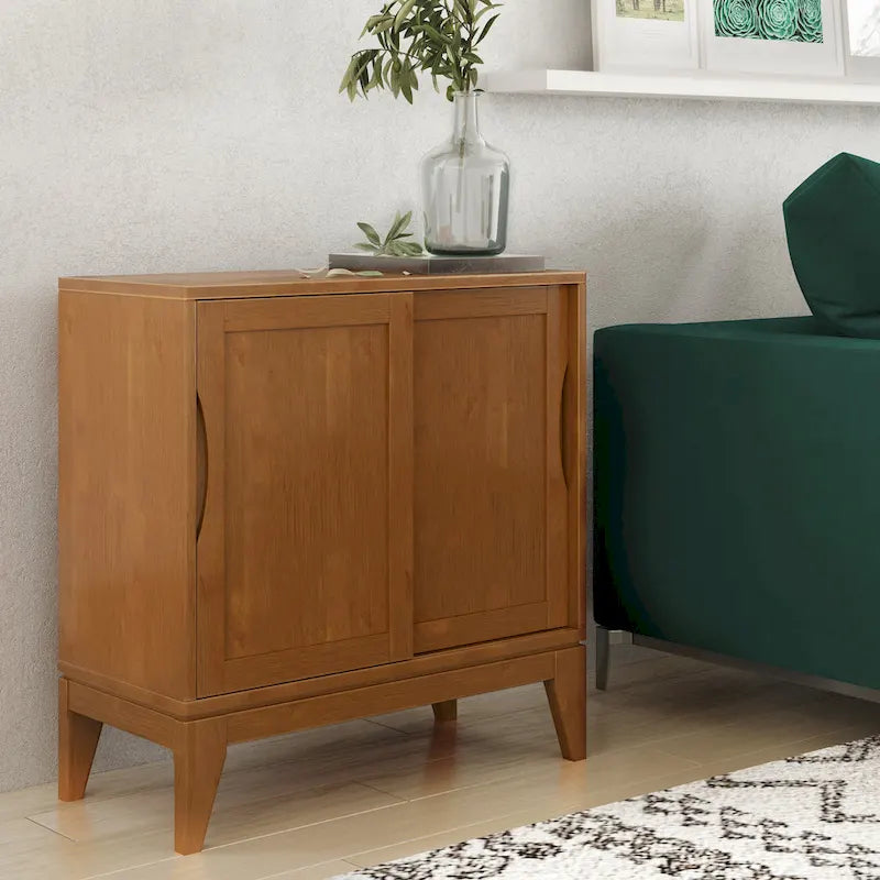 Meuble bas de rangement mi-siècle moderne en BOIS MASSIF Pearson de 76 cm de large - 76 larg. x 36 prof. x 79 haut. (cm)