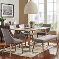 Sasha Oak Angled Leg Linen Dining Bench 