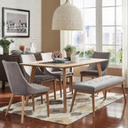 Sasha Oak Angled Leg Linen Dining Bench 