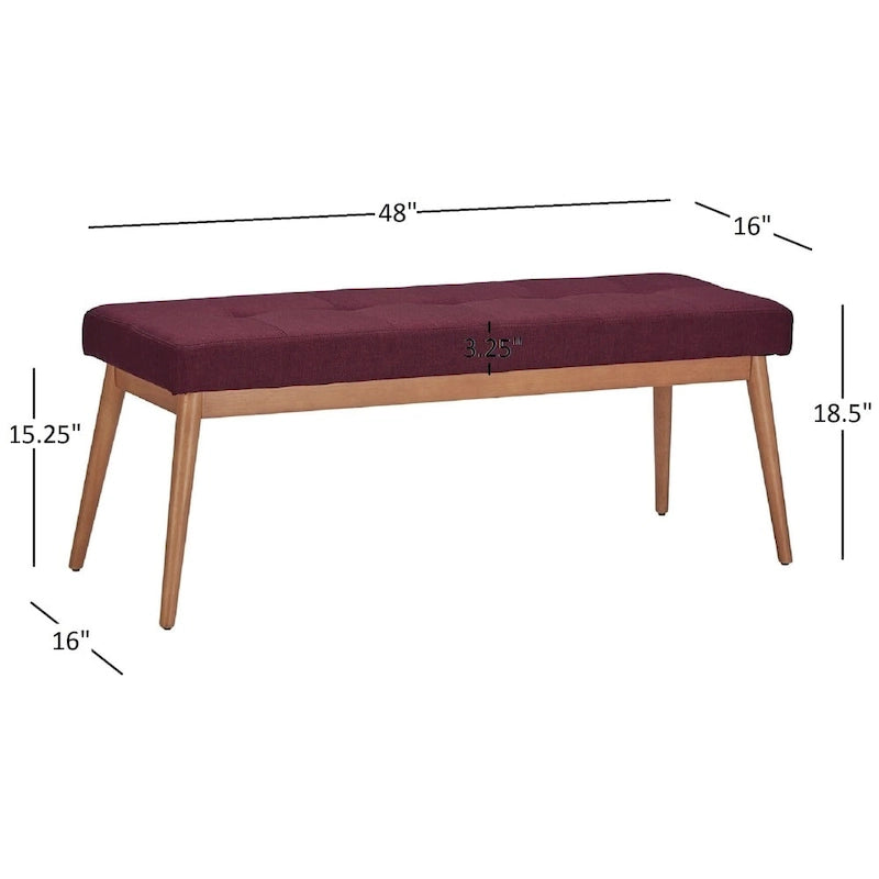 Banc de salle à manger en lin Sasha Oak à pieds inclinés
