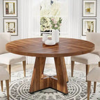 Round Dining Table for 4, 47 Inch Farmhouse Kitchen Table