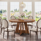 Round Dining Table for 4, 47 Inch Farmhouse Kitchen Table