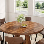 Round Dining Table for 4, 47 Inch Farmhouse Kitchen Table