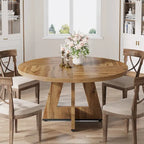 Round Dining Table for 4, 47 Inch Farmhouse Kitchen Table