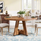 Round Dining Table for 4, 47 Inch Farmhouse Kitchen Table