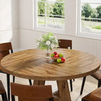 Round Dining Table for 4, 47 Inch Farmhouse Kitchen Table