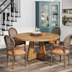 Round Dining Table for 4, 47 Inch Farmhouse Kitchen Table