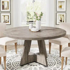 Round Dining Table for 4, 47 Inch Farmhouse Kitchen Table