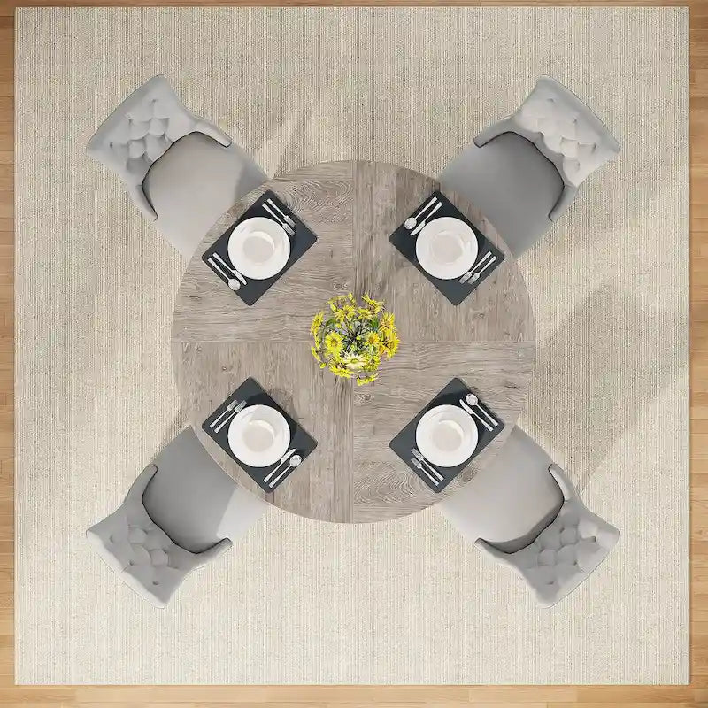 Round Dining Table for 4, 47 Inch Farmhouse Kitchen Table