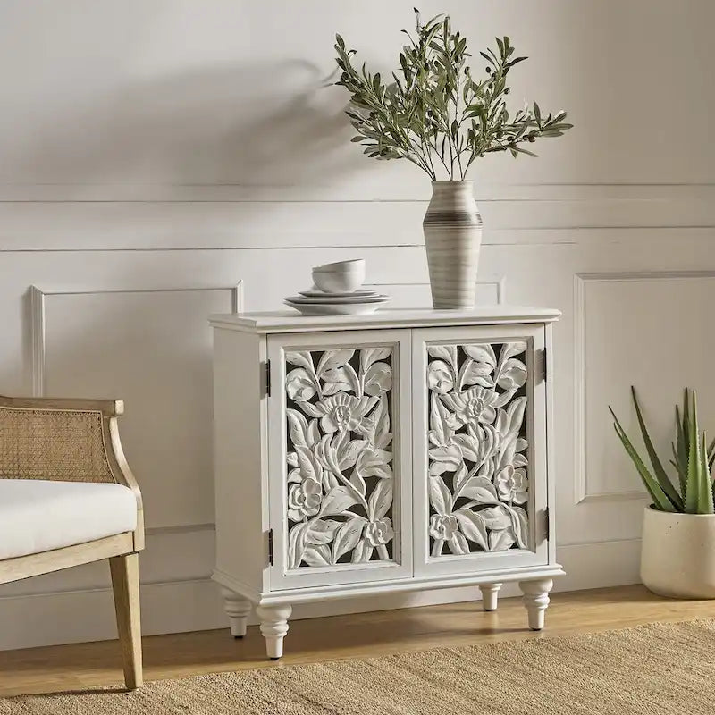 Alban Traditional 32Tall 2 Hollow Door Accent Cabinet with LED light by