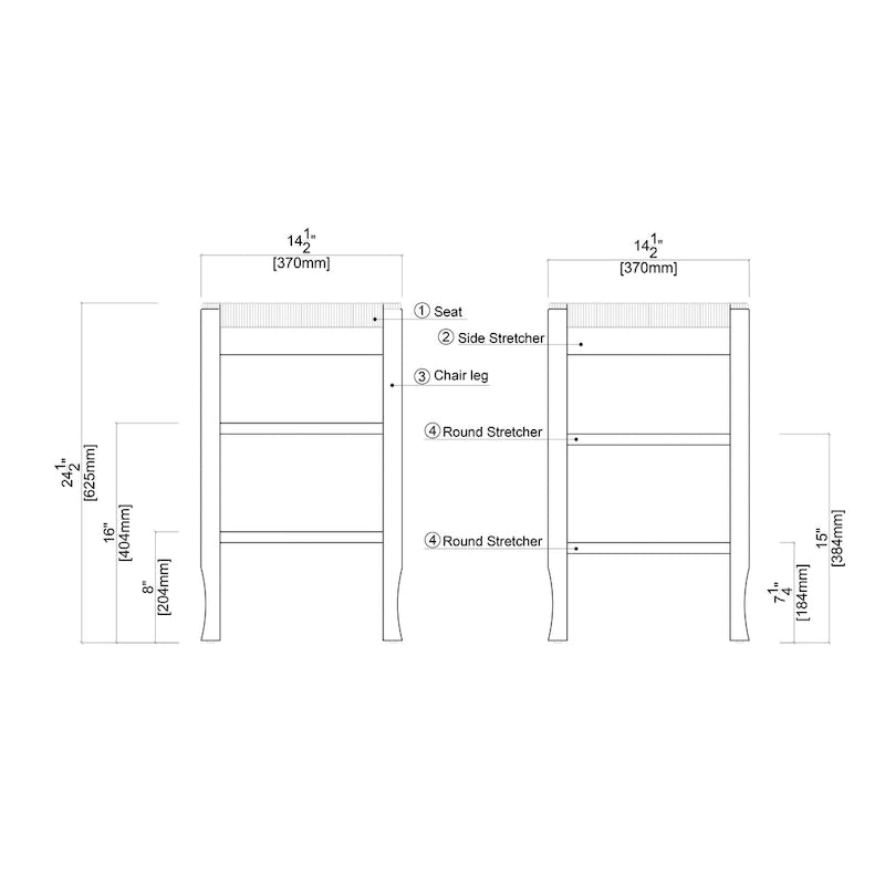 Tabouret de comptoir en bois sans dossier SQ Rush, 24 po