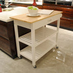 Kitchen Island Cart with Solid Wood Top and Locking Wheels