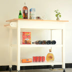 Kitchen Island Cart with Solid Wood Top and Locking Wheels