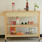 Kitchen Island Cart with Solid Wood Top and Locking Wheels