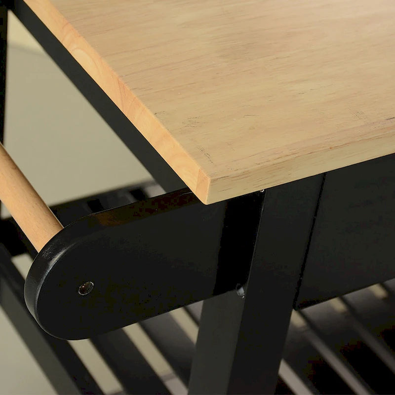 Kitchen Island Cart with Solid Wood Top and Locking Wheels