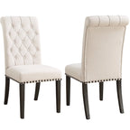 French Baroque Designed Dining Set with Button Tufted Chairs