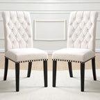 French Baroque Designed Dining Set with Button Tufted Chairs