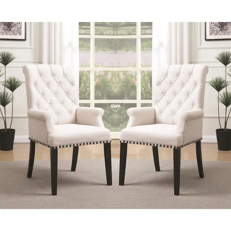 French Baroque Designed Dining Set with Button Tufted Chairs