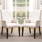 French Baroque Designed Dining Set with Button Tufted Chairs
