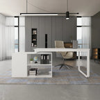 L-shaped Executive Desk With Drawer Cabinet for Home and Office Wrting